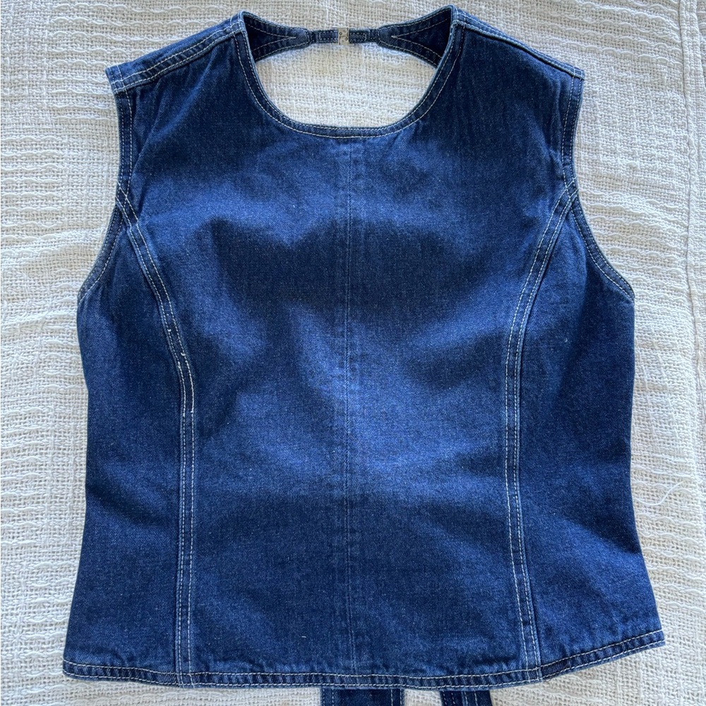 Dark Blue Denim Sleeveless Top